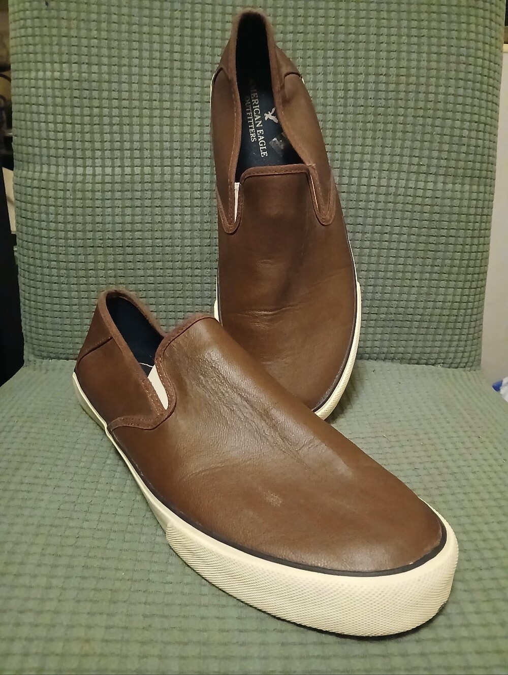 American Eagle Outfitters Brown Leather Slip-On Casual Sneakers Sz 13 (092426A)
